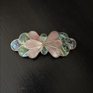 Silver tone & Abalone inlay Hair Clip